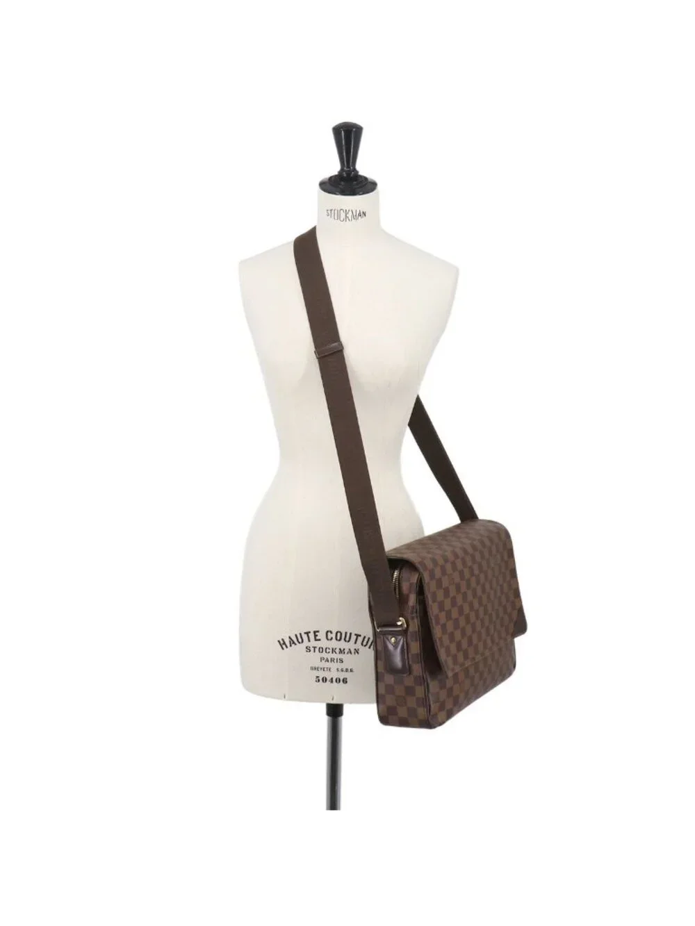 Louis Vuitton Damier Shelton MM Shoulder Bag Ebene Brown Gold